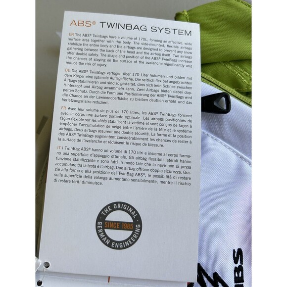 NWT ABS Snowmobile 22 Zip-off Bag For Base Unit Backpack White And Green - Picture 7 of 11